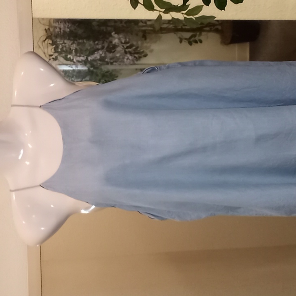 1250 ° C  Scalloped Sleeveless Chambray Top-#0305